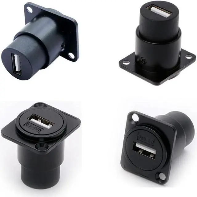 Alt view image 6 of 7 - 10Pack D-Type USB 2.0 Panel Mount Connector, Solderless USB2.0 Female to Female Feed Thru Bulkhead Converter for Audio Video Network Industrial Equipment