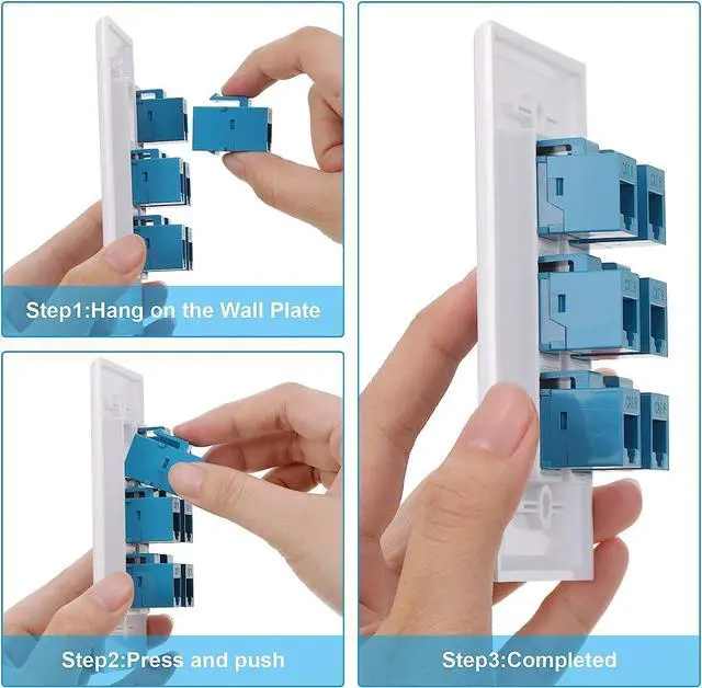 Alt view image 2 of 7 - Weewooday 2 Pcs RJ45 Wall Plate 6 Port Ethernet Wall Plate Cover Cat6 Female to Female Jack Inline Coupler Ethernet Cable Faceplates for Cat5 Cat5e Cat6