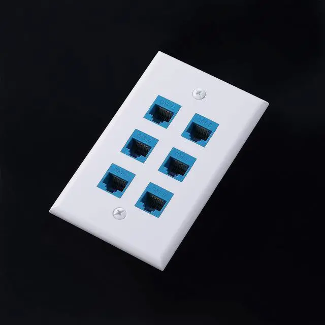 Alt view image 7 of 7 - Weewooday 2 Pcs RJ45 Wall Plate 6 Port Ethernet Wall Plate Cover Cat6 Female to Female Jack Inline Coupler Ethernet Cable Faceplates for Cat5 Cat5e Cat6