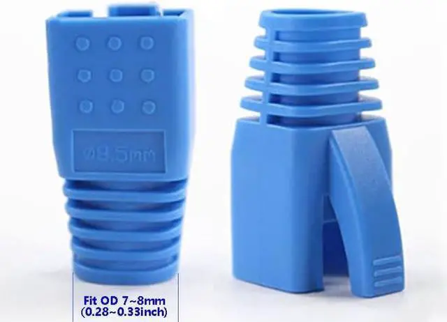 Alt view image 2 of 5 - 50 Pcs Cat7 Cat7A Cat8 Strain Relief Boot, RJ45 Plug Connector Cover Modular Network Plug Connector Cap Cable Connector Boots, Blue