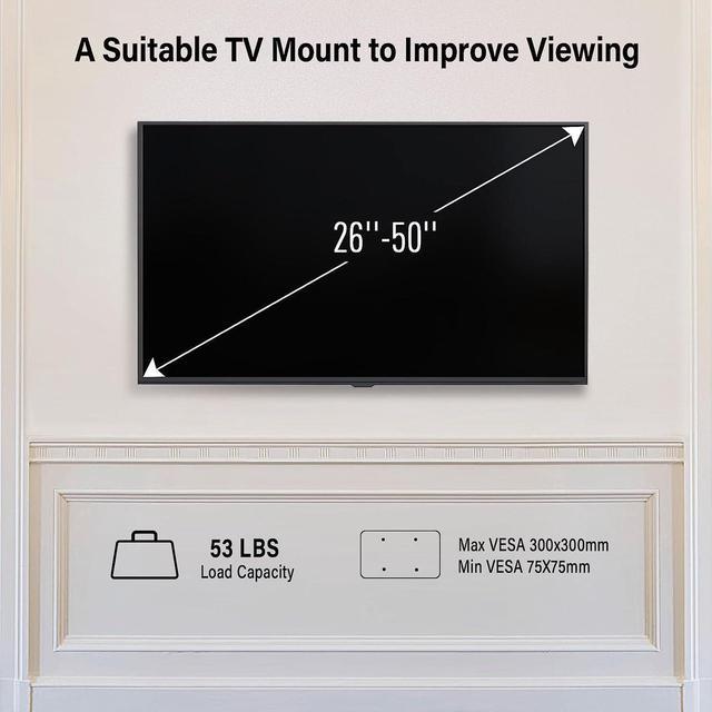 MOUNTUP MU0018 - Soporte de pared para TV de movimiento completo para la  mayoría de televisores de 26 a 50 pulgadas, soporte de pared VESA máximo de