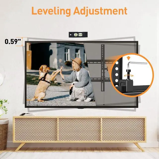 Alt view image 3 of 7 - ELIVED TV Wall Mount for Most 37-84 Inch TVs, Max Load Capacity 120 lbs. Tilting tv Mount with Level Adjustment, TV Brackets for Wall Mount Max VESA 600x400mm, Fits 16-24 Inch Studs.