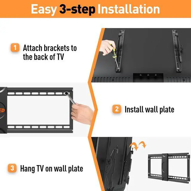Alt view image 7 of 7 - ELIVED TV Wall Mount for Most 37-84 Inch TVs, Max Load Capacity 120 lbs. Tilting tv Mount with Level Adjustment, TV Brackets for Wall Mount Max VESA 600x400mm, Fits 16-24 Inch Studs.