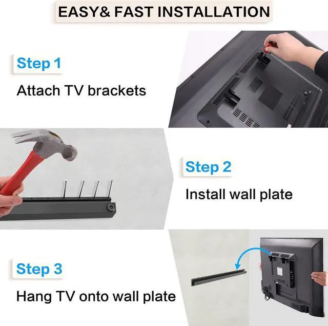Alt view image 6 of 6 - No Stud TV Wall Mount,No Drill TV Mount for 32-75 in,Drywall Studless TV Wall Mount with Clear Instructions,Low Profile Hangsmart TV Mount with Sturdy Design,Easy to Install for Bedroom,Living Room