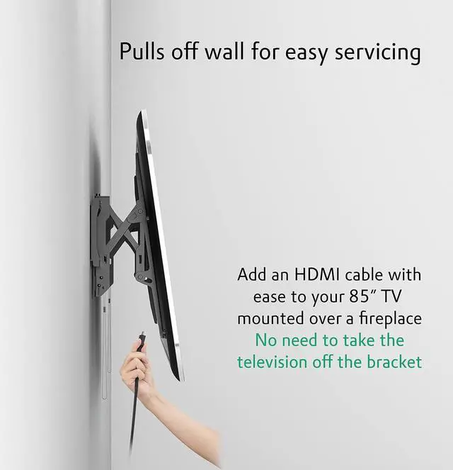 Alt view image 3 of 4 - ynVISION.DESIGN Advanced Tilt Wall Mount for Large Screen TV's 50-98" | Easily Tilt, Pull Out, Swivel and TV Service Without Tools | MAX VESA 600 x 400 | Designed to Hit 3 Studs (Pack of 1)