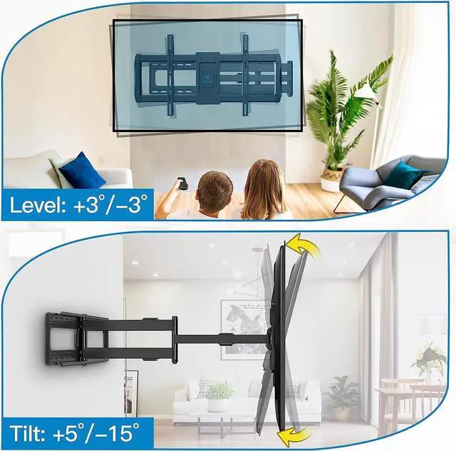 Alt view image 6 of 7 - PERLESMITH Long Arm TV Wall Mount for 42-90 inch TVs, Full Motion TV Mount with 42.72 inch Extension Articulating Arm Swivel and Tilt, Max VESA 800x400mm, Holds up to 150 lbs, 16,18, 24 Studs