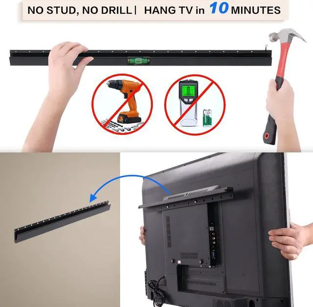 Alt view image 2 of 6 - No Drill Drywall TV Mount,No Stud TV Wall Mount for All Brand 22-55 Inch TVs up to 100lbs, Easy Install No Stud Studless TV Wall Mount,Include All Hardware