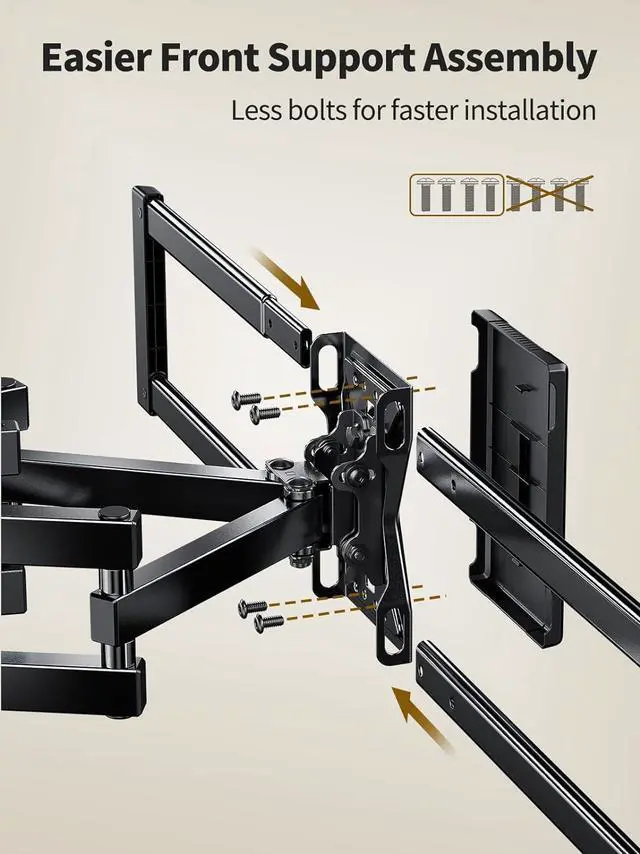 Alt view image 7 of 7 - AM alphamount Full Motion TV Wall Mount for Most 37-75 Inch TVs up to 100 lbs, Swivel TV Mount with Dual Articulating Arms, Wall Mount TV Bracket Max VESA 600x400mm, Fits 16 Wood Studs, APLF6
