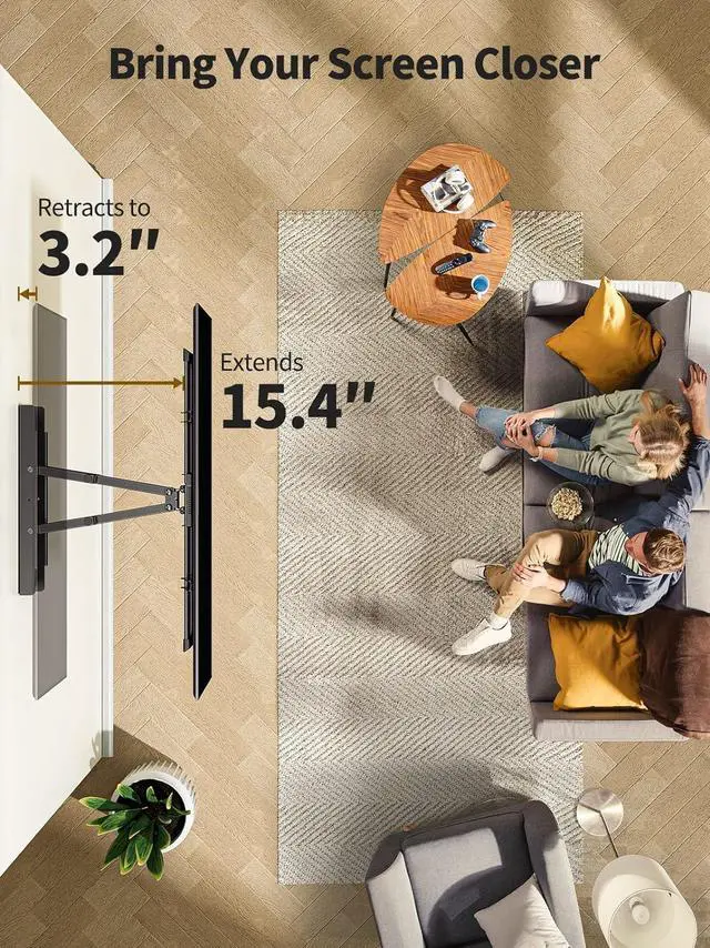 Alt view image 6 of 7 - AM alphamount Full Motion TV Wall Mount for Most 37-75 Inch TVs up to 100 lbs, Swivel TV Mount with Dual Articulating Arms, Wall Mount TV Bracket Max VESA 600x400mm, Fits 16 Wood Studs, APLF6