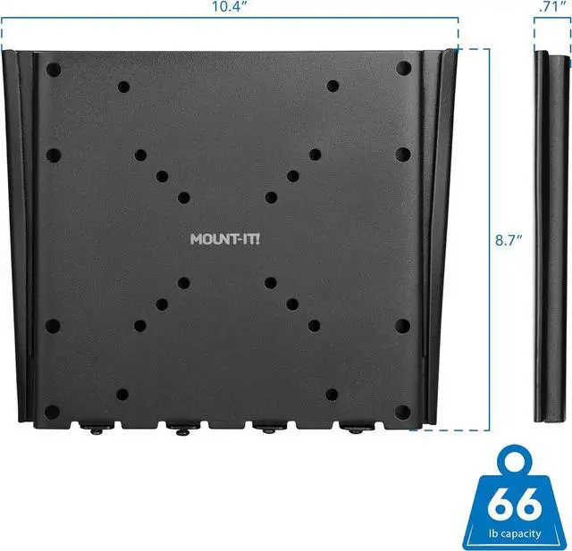 Alt view image 5 of 7 - MOUNT-IT! Low-Profile Fixed TV Wall Mount With Removable Plate | Flush Wall Mounting Bracket Fits 23" - 42" Screens Up To VESA 200x200 mm, 66lbs Capacity, Black