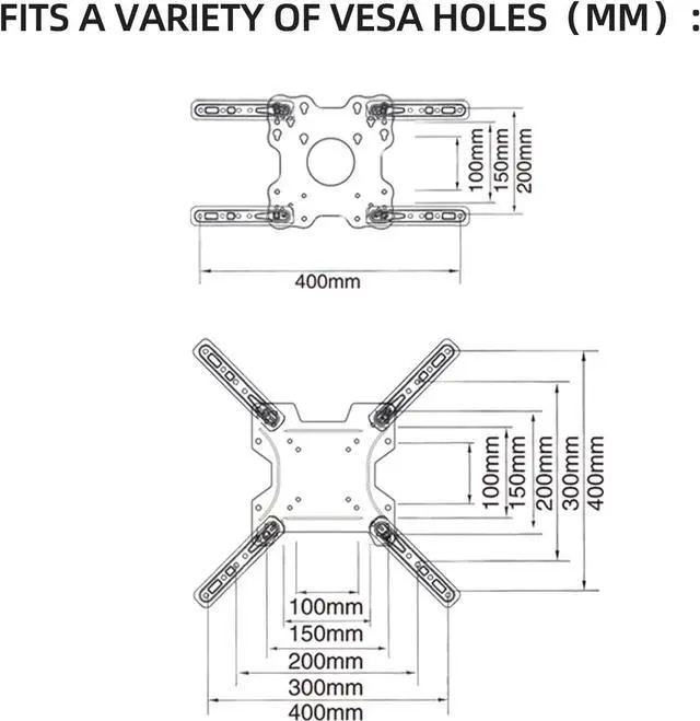 Alt view image 4 of 6 - Vertical and Horizontal TV Wall Mount Swivel Tilt Rotate Arm Fits Most 32 42 43 50 inch Flat Curved Screen, Full Motion 90 Degree Bracket, Max VESA 400x400mm Up to 44lbs DY3255