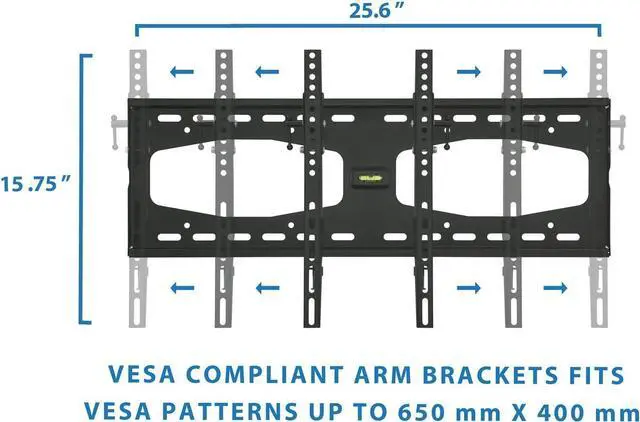Alt view image 6 of 7 - Slim Tilting TV Wall Mount Bracket for 32-55 Inch Samsung, Sony, Vizio, LG, Sharp TVs with Low Profile Design up to VESA 600x400mm, Black