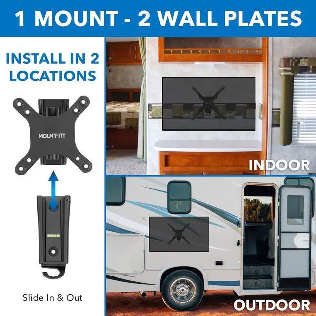 Alt view image 2 of 7 - MOUNT-IT! RV TV Mount with Dual Wall Plates | No-Rust Quick Release Aluminum Mounting Bracket for Indoor Or Outdoor Use | Low-Profile Full Motion Arm, 33lbs Capacity | Up to VESA 200x200mm
