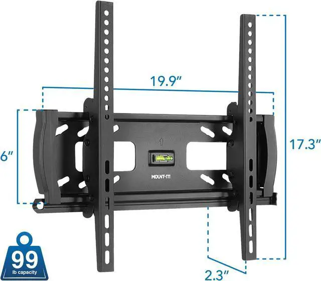Alt view image 7 of 7 - Mount-It! Lockable TV Wall Mount with Anti-Theft Security Bar, Tilt Bracket for 3255 Inch Flat Screen TVs, Commercial-Grade VESA Wall Mount Holds up to 99 lbs