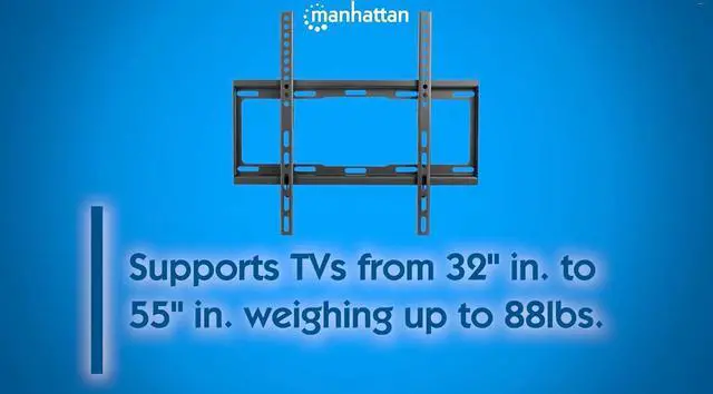 Alt view image 2 of 5 - Manhattan TV Wall Mount - Fits Most 32 to 55 Inch LED, LCD, OLED Flat & Curved TVs, Holds up to 88lbs, Max VESA 400x400mm, Low Profile  Lifetime Mfg Warranty - 460934