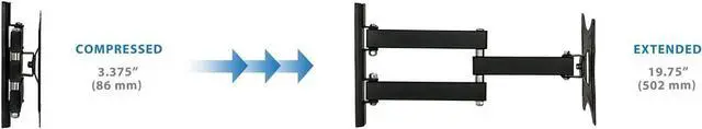 Alt view image 6 of 7 - Mount-It! TV Wall Mount Bracket Full Motion Computer Monitor Arm, Swivel Tilting Corner Bracket for 23 - 42 inch Screen LCD LED Plasma 4K Flat Panel Screen TV, up to VESA 200 66 Lb Capacity (MI-2041L)