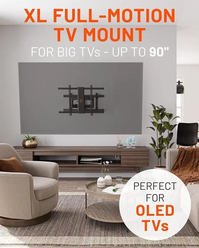 Alt view image 2 of 7 - ECHOGEAR Full Motion TV Wall Mount - Universal XL Bracket for Big TVs Up to 90" - Smooth Full Motion Plus Easy 3 Step Install with Pre-Assembled TV Interface - Ideal for OLED & QLED TVs