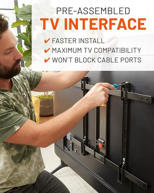 Alt view image 4 of 7 - ECHOGEAR Full Motion TV Wall Mount - Universal XL Bracket for Big TVs Up to 90" - Smooth Full Motion Plus Easy 3 Step Install with Pre-Assembled TV Interface - Ideal for OLED & QLED TVs