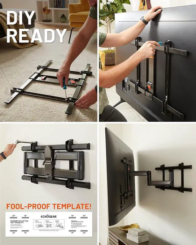 Alt view image 7 of 7 - ECHOGEAR Full Motion TV Wall Mount - Universal XL Bracket for Big TVs Up to 90" - Smooth Full Motion Plus Easy 3 Step Install with Pre-Assembled TV Interface - Ideal for OLED & QLED TVs