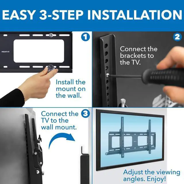 Alt view image 4 of 7 - Mount-It! Weatherproof TV Wall Mount | Lockable & Tilting 2.1" Low Profile Design Fits 37 38 42 50 55 58 60 65 70 75 80 Inch Televisions | VESA Compatible up to 600x400mm | 176 Pound Capacity