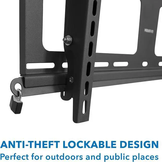 Alt view image 6 of 7 - Mount-It! Weatherproof TV Wall Mount | Lockable & Tilting 2.1" Low Profile Design Fits 37 38 42 50 55 58 60 65 70 75 80 Inch Televisions | VESA Compatible up to 600x400mm | 176 Pound Capacity