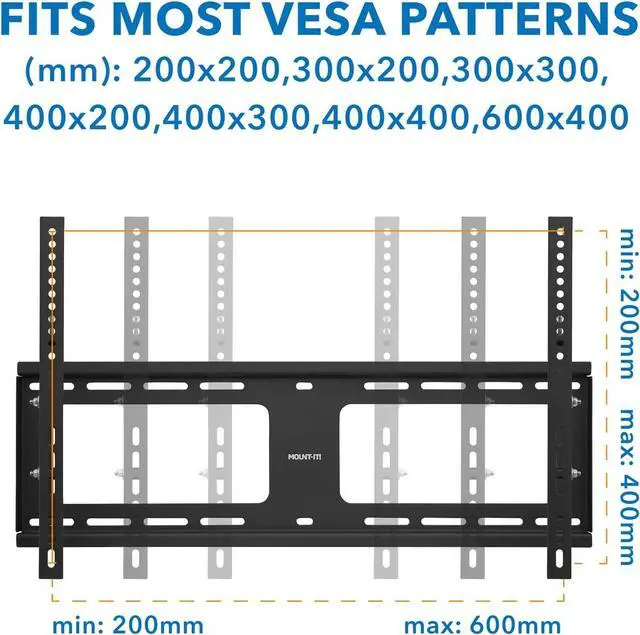 Alt view image 7 of 7 - Mount-It! Weatherproof TV Wall Mount | Lockable & Tilting 2.1" Low Profile Design Fits 37 38 42 50 55 58 60 65 70 75 80 Inch Televisions | VESA Compatible up to 600x400mm | 176 Pound Capacity