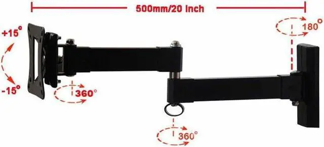 Alt view image 6 of 7 - VideoSecu TV Wall Mount Long Articulating LCD LED UHD TV Monitor Flat Panel Mount for Most 26" 27" 30" 32" 39" 40" VESA 75mm/100 mm ML513B CG5