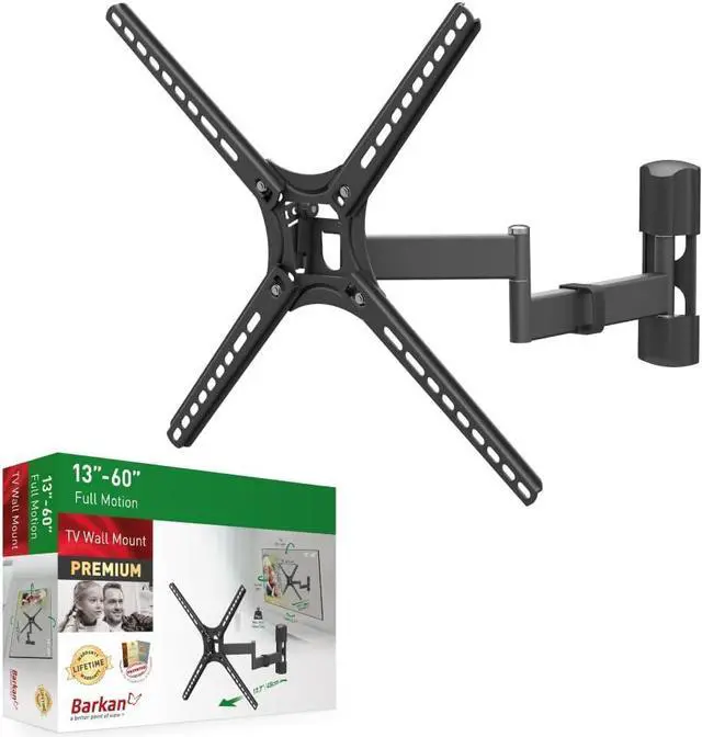 Main image of Barkan TV Wall Mount, 13-60 inch Full Motion Articulating - 4 Movement Flat/Curved Screen Bracket, Holds up to 55lbs, Patented Fits LED OLED LCD