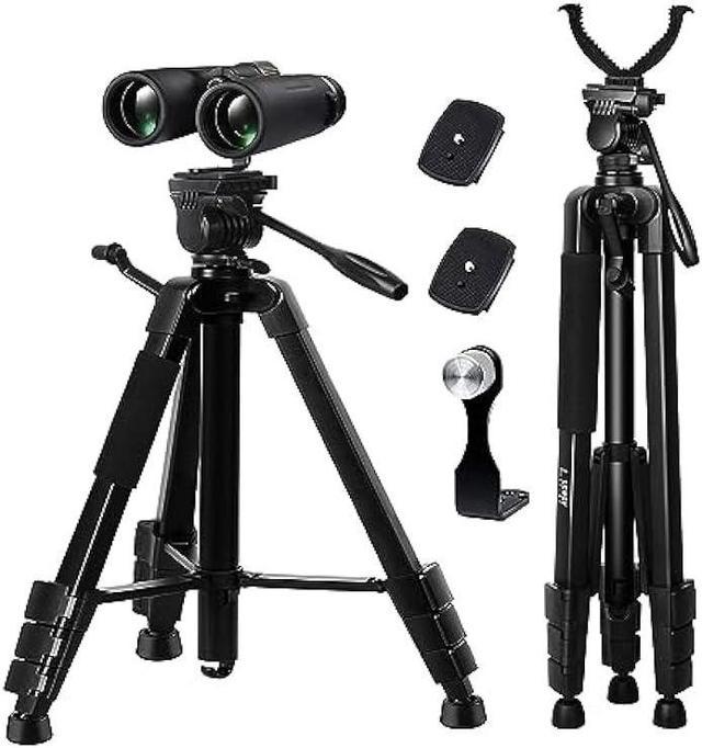 LCNCY Binocular and Shooting Tripod Hunting Rest V Yoke Stand, Spotting  Scope Tripod, with Binoculars Adapter and Removable 360° Rotate Fluid Head,  Perfect for Binoculars, Hunting, Shooting Tripod 