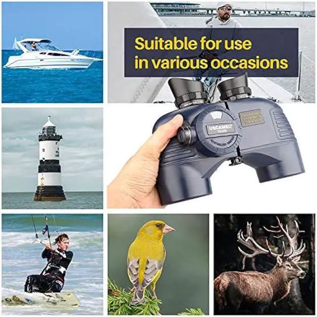 Alt view image 6 of 6 - USCAMEL 10x50 Marine Binoculars for Adults, Waterproof Binoculars with Rangefinder CompassBAK4 Prism FMC Lens Binoculars with Tripod Adapter for Navigation Bird Watching Hunting