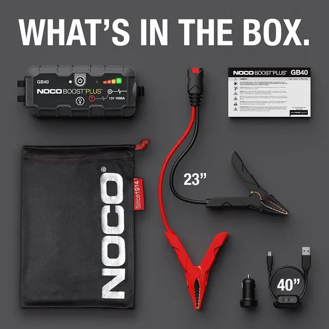 Alt view image 6 of 6 - NOCO Boost Plus GB40 1000A UltraSafe Car Battery Jump Starter, 12V Battery Pack, Battery Booster, Jump Box, Portable Charger and Jumper Cables for 6.0L Gasoline and 3.0L Diesel Engines, Gray