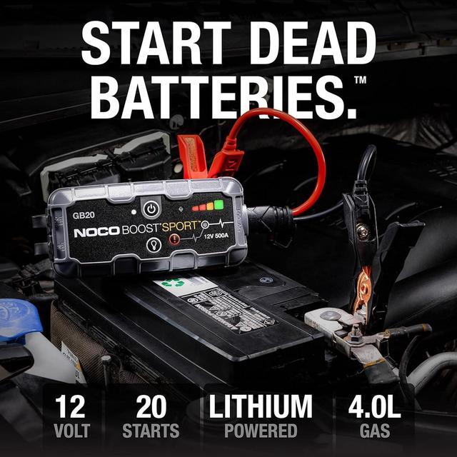Alt view image 2 of 6 - NOCO Boost Sport GB20 500 Amp 12-Volt UltraSafe Lithium Jump Starter Box, Car Battery Booster Pack, Portable Power Bank Charger, and Jumper Cables for Up to 4-Liter Gasoline Engines, 400 Amps,Black
