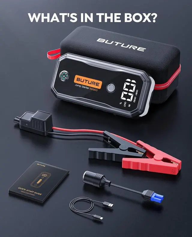 Alt view image 7 of 7 - BUTURE 5000A Car Battery Jump Starter (All Gas/10L Diesel) Smart Portable Car Jump Starter Battery Pack, 12V Safe Jump Box Car Jumper Starter with Extended Jumper Cables, Fast Charge, 160W DC, Lights