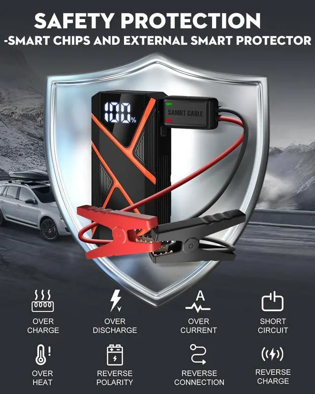 Alt view image 6 of 6 - BRORAK Car Jump Starter Battery Pack, 1500A Jump Box for Car Battery Jump Starter, 12V Portable Jump Starter (Up to 7.0L Gas & 4.0L Diesel) Jump Pack with 3 Modes Flashlight and Jumper Cables