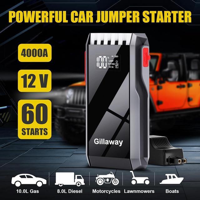 Gillaway Q11 4000A Car Jump Starter with Air Compressor 150PSI, Portable  Car Battery Jump Starter Battery Pack (10 L Gas/8.0L Diesel), Car Battery