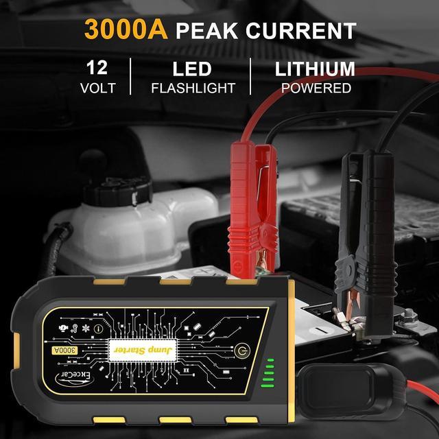 EXCECAR Y29 Plus Car Jump Starter 3000A Peak for Up to 8.0L Gas or 6.5L  Diesel Engine, Car Battery Stater, Auto Battery Jump Box with Built-in LED  Light, 12V Portable Battery Starter