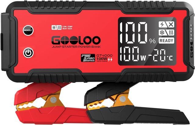GOOLOO GT4000 Car Jump Starter 4000A 100W Fast-Charging 12V SuperSafe Portable  Battery Booster Pack with -40 Pre-Heating Tech, 26800mAh Auto Jump Box  Jumper Cables for 10L Diesel and 12L Gas Engine 
