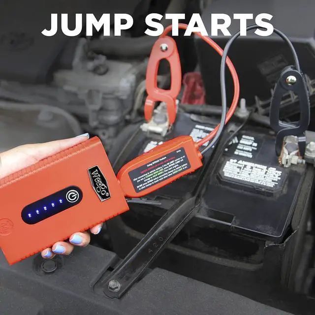 Alt view image 3 of 5 - Weego 44s 12-Volt Portable Lithium Jump Starter with Patented Smarty Clamps, 440 Cranking Amps for 7-Liter Gasoline and 3.5-Liter Diesel Engines, Orange (N44S)