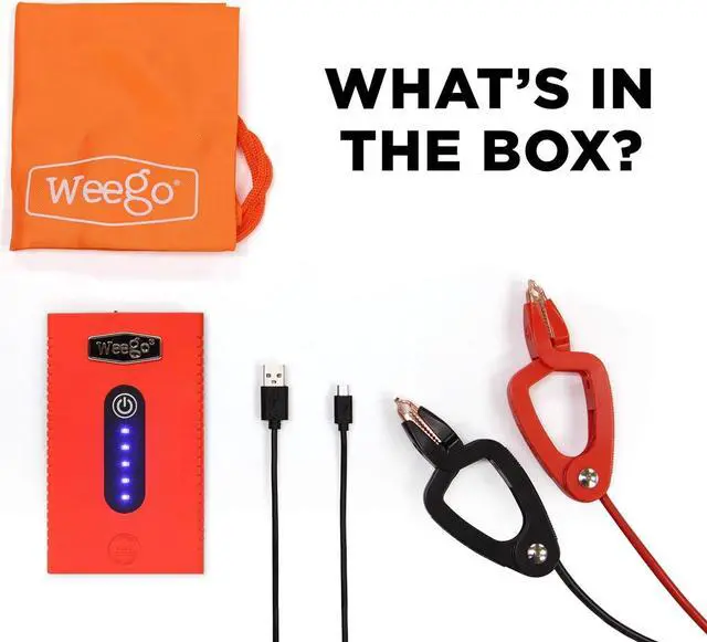 Alt view image 5 of 5 - Weego 44s 12-Volt Portable Lithium Jump Starter with Patented Smarty Clamps, 440 Cranking Amps for 7-Liter Gasoline and 3.5-Liter Diesel Engines, Orange (N44S)