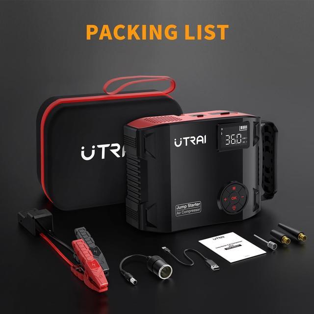 Alt view image 7 of 7 - Jump Starter with Air Compressor, UTRAI JS5 150PSI 3500A 27000mAh 12V Battery Booster Jump Box for All Gas and 8L Diesel Engine, Portable Battery Jumper Starter with Power Bank Digital Tire Inflato