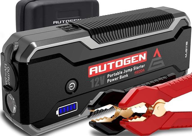 Car Battery Jump Starter, AUTOGEN 4500A Lithium Box (All Gas and 10.0L  Diesel Engine), Auto Booster Pack, Portable Charger Pack with 12V DC Output  EVA Case 