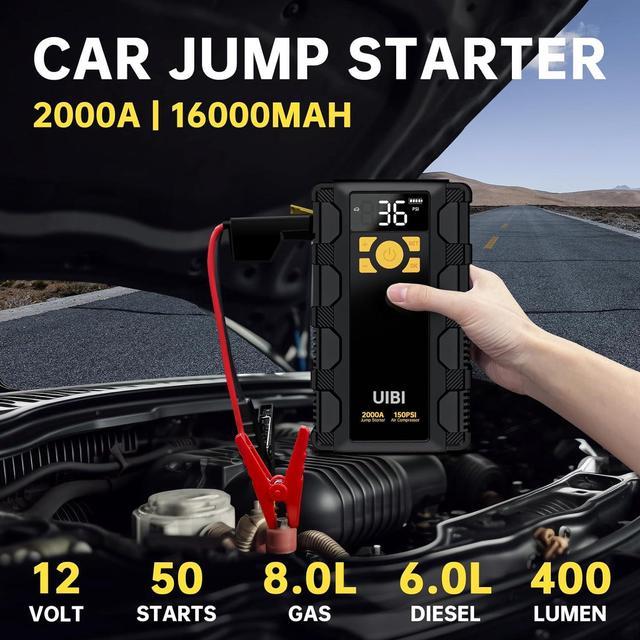 Car Jump Starter with Air Compressor, UIBI 2000A Car Battery Jump