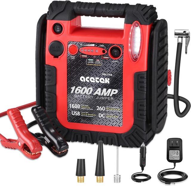 1600 Amp Jump Starter with Air Compressor, acetek Car Battery