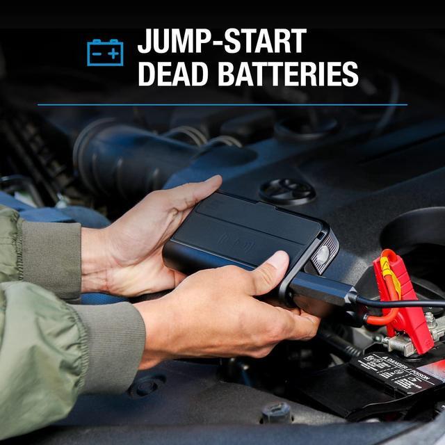 Alt view image 3 of 7 - Type S Car Battery Jump Starter, 12V 400A 6.0L Gas 3.0L Diesel, 8000mAh Portable Power Bank and Jump Starters with Built-in USB C Type C Cable, Wireless Charger LCD Display Flashlight UL-Listed - Blk