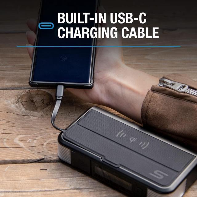 Alt view image 6 of 7 - Type S Car Battery Jump Starter, 12V 400A 6.0L Gas 3.0L Diesel, 8000mAh Portable Power Bank and Jump Starters with Built-in USB C Type C Cable, Wireless Charger LCD Display Flashlight UL-Listed - Blk