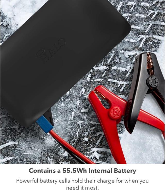 Alt view image 4 of 7 - Halo Bolt ACDC Max 55500 mWh - Portable Phone Laptop Charger Car Jump Starter with Outlet, LCD Display, Flood Light and Car Charger - Black