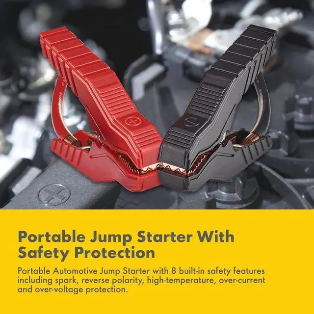 Alt view image 5 of 6 - Shell SH924 2000A 12V Portable Lithium Jump Starter for 11-Liter Gasoline and 8-Liter Diesel Engines, 8 Safety Protections, 2.1A USB Port, Power Bank, Magnetic Base, Battery Booster + Jumper Cables