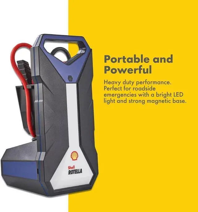 Alt view image 6 of 6 - Shell SH924 2000A 12V Portable Lithium Jump Starter for 11-Liter Gasoline and 8-Liter Diesel Engines, 8 Safety Protections, 2.1A USB Port, Power Bank, Magnetic Base, Battery Booster + Jumper Cables