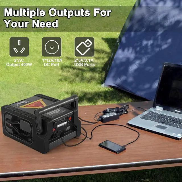 Alt view image 4 of 7 - ZunDian ZD-529 Solar Portable Power Station 2000 Amps Jump Starter, 260 PSI Air Compressor, 12V Car Battery Charger with 400W Inverter Dual AC/DC/USB Output, Emergency Backup Power with Flashlights