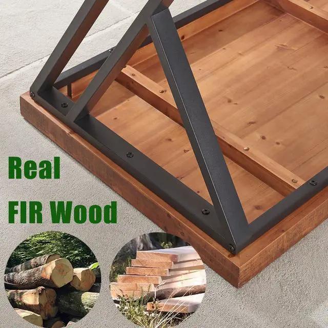 Alt view image 5 of 7 - Real Wood Computer Desk, Modern Natural Wood Home Office Desk, Rustic Solid Wood Work Study Writing Desk, Farmhouse Workstation PC Gaming Executive Table for Bedroom, Brown, 47 inch